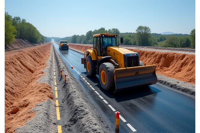Útépítés és közművek fektetése modern gépekkel